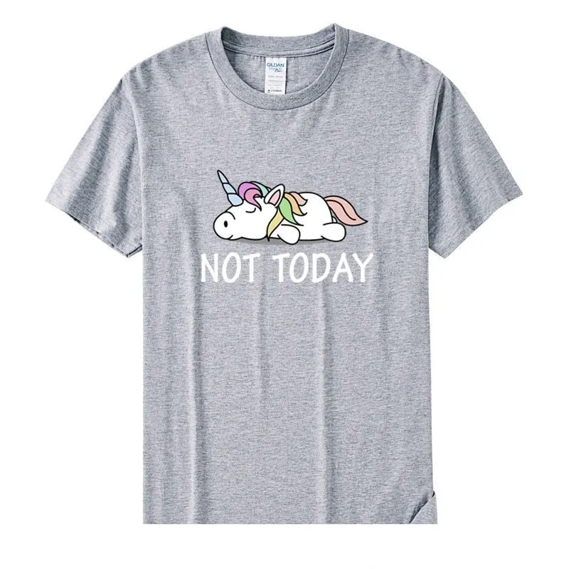 Women's Funny Not Today Unicorn Size Cotton Short Sleeve T-Shirt