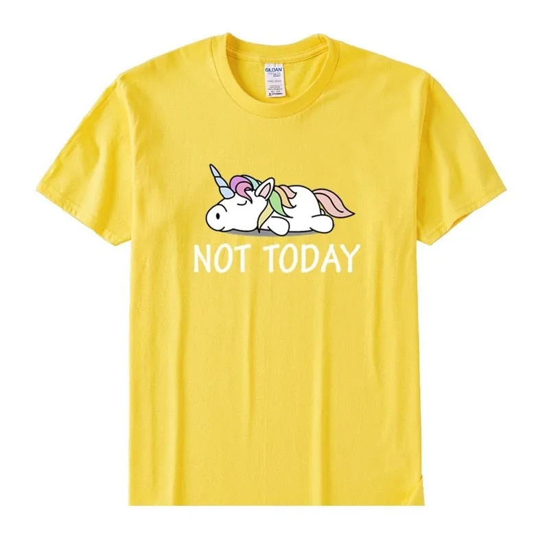 Women's Funny Not Today Unicorn Size Cotton Short Sleeve T-Shirt