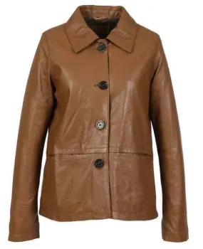 Women's leather jacket in fawn oakwood lamb 64359