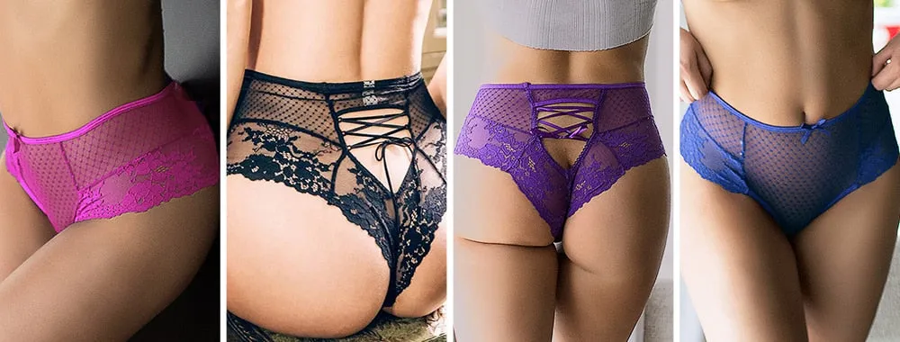 Women's Sexy Sheer Lace High Waist Lingerie Panties Underwear