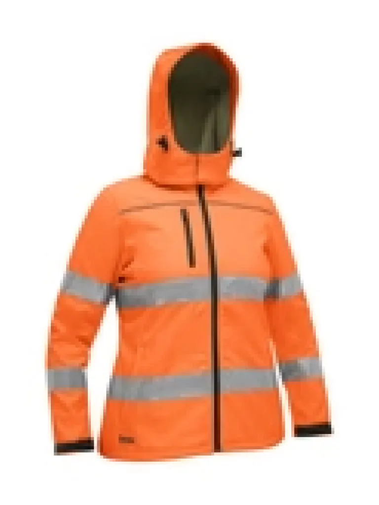 WOMEN’S TAPED HI VIS SOFT SHELL JACKET WITH HOOD