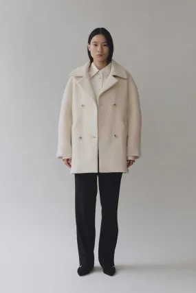 Wool & Alpaca Blend Boucle Coat - Cream